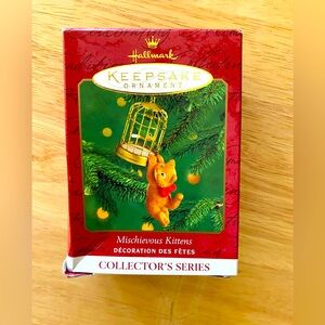 Vintage Hallmark Keepsake Ornament - Red and Green Mischievous Kitten